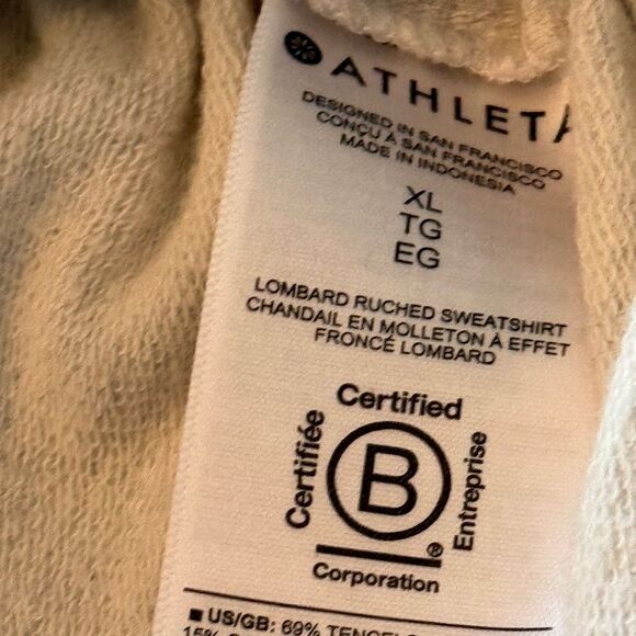 ATHLETA NWOT  GRAY GATHERED SIDES SWEATSHIRT XLG - Picture 4 of 5